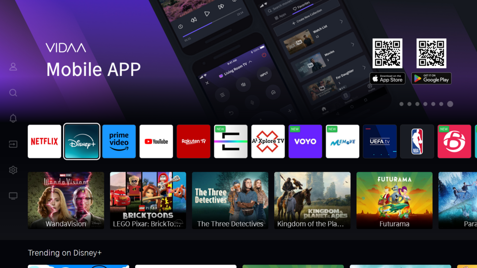 Αρχική οθόνη smart TV με εικονίδια εφαρμογών, όπως στο μενού εφαρμογών μιας τηλεόρασης Samsung