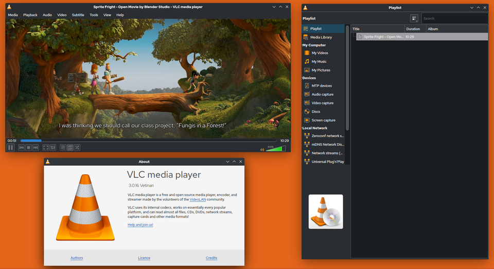 οθόνη προγράμματος VLC media player ως windows iptv player με λίστα καναλιών